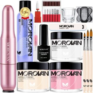 Morovan Acrylic Nail Kit with Drill – Professional Powder and Liquid Set> Beginner’s Kit with Primer Brush for Nail Art Extension