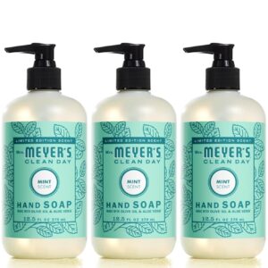 MRS. MEYER’S CLEAN DAY Hand Soap, Made with Essential Oils, Biodegradable Formula, Limited Edition Mint, 12.5 fl. oz – Pack of 3