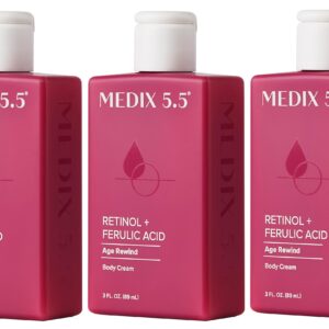 MEDIX 5.5 Retinol Body Lotion Firming Moisturizer | Crepey Skin Care Treatment | Retinol Body Cream | Retinol Cream Targets Look Of Crepe Skin, Wrinkles, & Sagging Skin, 3 Fl Oz Travel Size, 3-Pack
