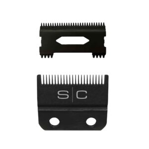 StyleCraft Replacement Double Black Diamond Carbon DLC Fixed Fade Blade with Shallow Tooth Cutter 2.0 Clipper Blade Set