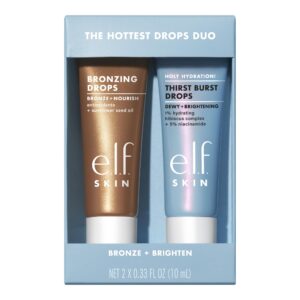 e.l.f. SKIN Hottest Duo: Holy Hydration Thirst Burst & Bronzing Drops Skincare Set, Vegan & Cruelty-Free