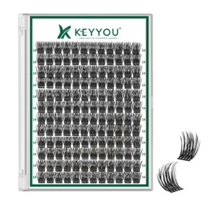 Lash Clusters 144pcs Individual Lashes D Curl 10mm Eyelash Clusters KEYYOU Air Touch Cluster Lashes Super Lightweight Soft Wispy Comfortable Easy DIY at Home(Air03-D-14mm)