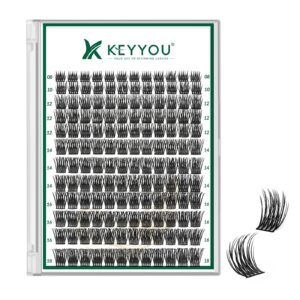 Lash Clusters 144pcs eyelash clusters D Curl 8-18MIX Individual Lashes KEYYOU Air Touch Cluster Lashes Super Lightweight Soft Wispy Comfortable Easy DIY at Home(Air03-D-8-18MIX)