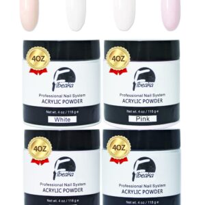 Fibeaka Acrylic Powder Set>Acrylic Nail Powder for Professional>Polymer Powder for Nail Lengthening> French Manicure> Crystal Manicure>Nail Art>4oz/118g>Must-Have for Parties>No Lamp Needed