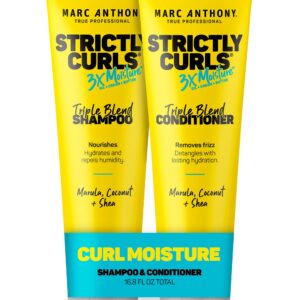 Marc Anthony Strictly Curls 3x Moisture Deep Shampoo & Conditioner for Curl Defining & Anti Frizz – Shea Butter, Marula Oil, Aloe & Coconut Oil – Sulfate Free Color Safe for Dry Damaged Curly Hair