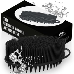Avilana Silicone Body Scrubber – Gentle Shower Brush & Loofah Alternative – Silver-Infused Options – Fast-Drying, Hygienic, BPA-Free Silicone Body Exfoliator for Sensitive Skin, Men & Women