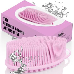 Avilana Silicone Body Scrubber – Gentle Shower Brush & Loofah Alternative – Silver-Infused Options – Fast-Drying, Hygienic, BPA-Free Silicone Body Exfoliator for Sensitive Skin, Men & Women