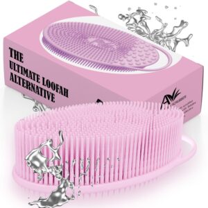 Avilana Silicone Body Scrubber – Gentle Shower Brush & Loofah Alternative – Silver-Infused Options – Fast-Drying, Hygienic, BPA-Free Silicone Body Exfoliator for Sensitive Skin, Men & Women