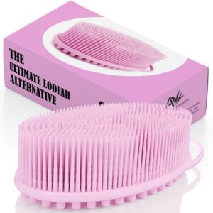 Avilana Silicone Body Scrubber – Gentle Shower Brush & Loofah Alternative – Silver-Infused Options – Fast-Drying, Hygienic, BPA-Free Silicone Body Exfoliator for Sensitive Skin, Men & Women