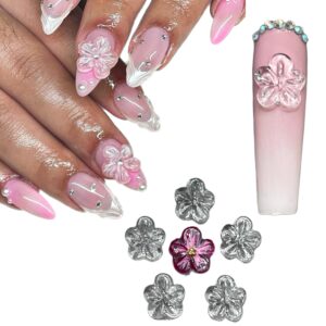 Set 10Pcs -Clear -Gel 3D -Flowers -Nails -Charms Plain No Rhinestone Gems Handmade by Gel, Design For Medium & Long Nail, 3D Flower Nail Art Floral Salon Decor For Women(Medium, ApricotBlossom Clear)