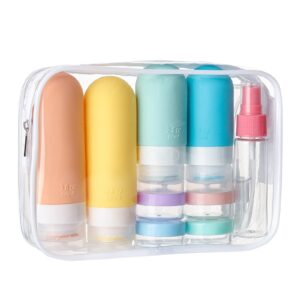 DEPOZA 16 Pack Travel Bottles Set – TSA Approved Leak Proof Silicone Squeezable Containers for Toiletries, Conditioner, Shampoo, Lotion & Body Wash Accessories (16 pcs/White Pack)