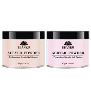 EBANKU 2 * 60g/2.1oz Pink Nude Acrylic Nail Powder> Acrylic Powder Large Capacity Professional Acrylic Powder for Nail Acrylic Extension> Nail Carving> Long-Lasting> No Nail Lamp Needed