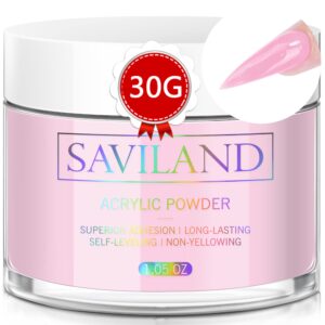 Saviland Pink Acrylic Powder – 1oz Professional Colored Acrylic Nail Powder> Color Acrylic Powder for Nails Extension 3D Nail Art Carving> No Need Nail Lamp