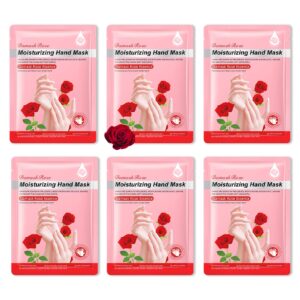WENJLYJ 6 Pairs Hand Mask for Dry Cracked Hands>Nourishing Moisturizing Gloves>Hands Moisturizer for Deep Moisturizing>Silky Smooth Moisturizing Gloves>Hand Care Mask Set(B)