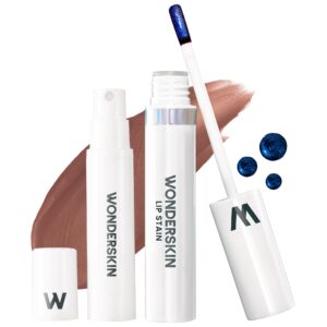 Wonderskin Wonder Blading Lip Stain Peel Off and Reveal Kit – Long Lasting, Waterproof Brown Lip Tint, Transfer Proof Natural Makeup Stain Kit (Hush)