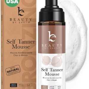 Self Tanner Mousse – USA Made with Natural & Organic Ingredients, Self Tanning Mousse for Fake Tan, Sunless Tanner for Pale Skin, Clear & Non Toxic Tanning Foam for Streak Free Finish, No Orange Color