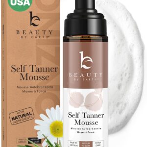 Self Tanner Mousse – USA Made with Natural & Organic Ingredients, Self Tanning Mousse for Dark Fake Tan, Sunless Tanner, Clear & Non Toxic Tanning Foam for Streak Free Finish, No Nasty Smell
