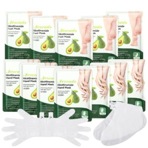 Leelosp 24 Pack Avocado Hydrating Hand and Foot Mask Set Moisturizing Gloves Socks Masks for Hand and Foot Dry Cracked Heel for Women Men Mother’s Day Gift
