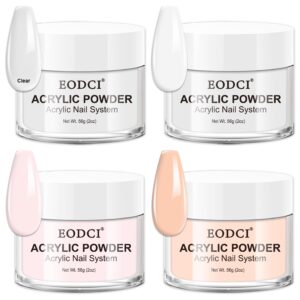 EODCI Acrylic Powder Set> 4 Colors Professional Pink Acrylic Powder Clear White Nude Acrylic Nail Powder Acrylic Nail Kit for Beginner Manicurist Nail Extension Home Salon Nail Care 2oz*4