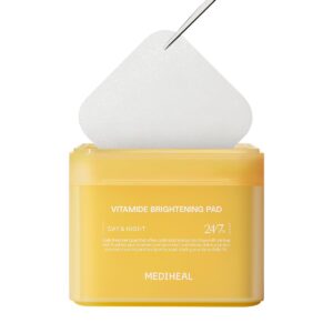 MEDIHEAL Vitamide Brightening Pad – Vegan Face Hypoallergenic Pads with Niacinamide, Sea Buckthorn – Radiance Boosting Pads for Clear, Illuminating Skin 100 Pads