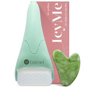 BAIMEI IcyMe Cryotherapy Ice Roller and Gua Sha Facial Tools Reduces Puffiness Migraine Pain Relief, Skin Care Tools for Face Massager Self Care Gift for Men Women – Green