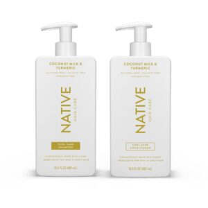 Coconut & Turmeric Shampoo and Conditioner Contain Naturally Derived Ingredients | All Hair Types, Color & Treated, Fine to Dry Damaged, Sulfate & Dye Free – 2-Pack