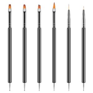 Artdone Nail Dotting Tools 6PCS Double-ended Nail Art Brushes Kit Nail Art Gel Polish Liner Brushes Design Pen For Nail Drawing And Nail Paint Brushes Small Detail Brushes