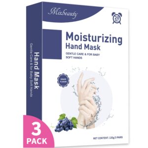 Hand Mask 3 Pairs Moisturizing Glove Hand Peeling Mask Repair Rough and Dry Skin-Grape