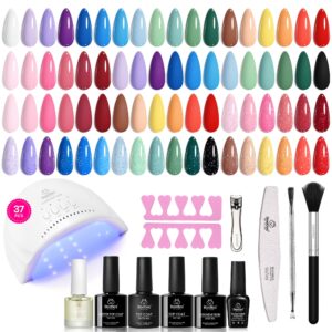 Beetles Spring Gel Nail Polish Kit with Uv Light, 37Pcs 25 Colors Pastel Gel Polish Starter Kit, Green Pink Red Blue Purple Nail Polish for Beginners with Everything Manicure Tools Gift for Women