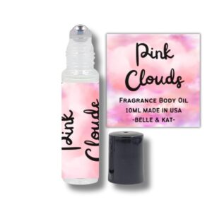 Fragrance Body Oil Roll-On Scented Pink Clouds – 0.33 Fl Oz (10ml) for Men & Women – 100% Fragrance Oil – No Alcohol Fillers – Can Also Use as Diffuser Oil – Made in USA