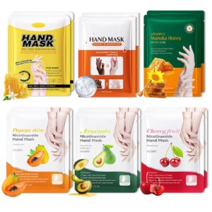 WENJLYJ 12PCS Hand Mask for Dry Cracked Hands>Nourishing Moisturizing Gloves>Hands Moisturizer for Deep Moisturizing>Silky Smooth Gloves>Hand Care Mask Set(B)