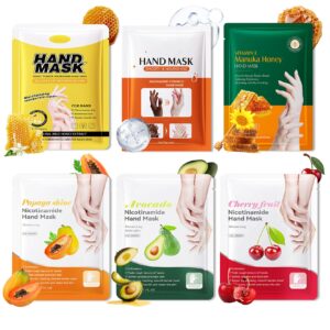 WENJLYJ 6 Pairs Hand Mask for Dry Cracked Hands>Nourishing Moisturizing Gloves>Hands Moisturizer for Deep Moisturizing>Silky Smooth Moisturizing Gloves>Hand Care Mask Set(B)