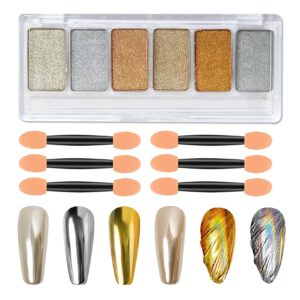 WENJLYJ Chrome Nail Powder>Holographic Highly Pigmented Chrome Powder>Metallic Glitter Nail Powder Magic Art Mirror Effect Makeup Powder>Titanium Alloy Chrome Powder(13)