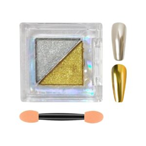 WENJLYJ Chrome Nail Powder>Holographic Highly Pigmented Chrome Powder>Metallic Glitter Nail Powder Magic Art Mirror Effect Makeup Powder>Titanium Alloy Chrome Powder(09)