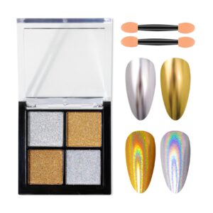 WENJLYJ Chrome Nail Powder>Holographic Highly Pigmented Chrome Powder>Metallic Glitter Nail Powder Magic Art Mirror Effect Makeup Powder>Titanium Alloy Chrome Powder(12)