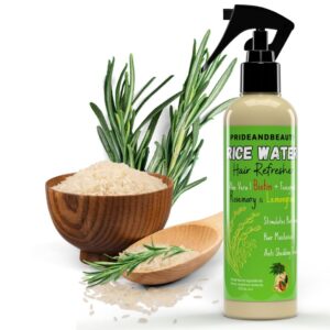 Rice Water For Hair Growth – Hair & Scalp Treatment, Rosemary Water Spray For Hair Growth, Infused with Biotin, Vegan Non-Greasy Spray Naturally Thicker hair. (Rosemary + Lemongrass, 8 OUNCES)