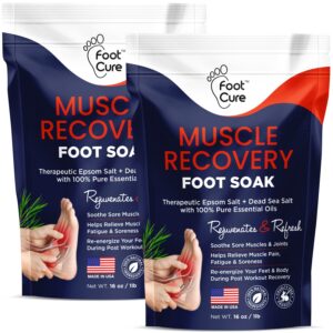 Muscle Care Foot Soak with Epsom Salts – Refreshing Blend for Relaxation & Foot Care – Helps Soften Skin – Soothes Tired Feet, Invigorating Scent, Spa Pedicure – Made in USA – 16oz (Pack of 2)