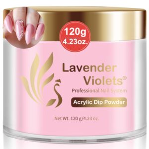 Lavender Violets French Pink Dip Powder – 4 FLoz Professional 3D Nail Art Acrylic Polymer 3 in 1 Carving>Extensions & Dipping Powder Starter DIY Salon Quality L003