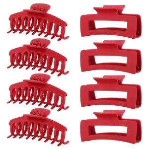 Red Hair Clips for Women – 8 Pack 4.3 Inch Large Hair Claw Clips for Women Thin Thick Curly Hair, Big Matte Banana Clips,Strong Hold jaw clips