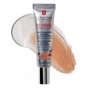 Erborian Color Correcting CC Cream with Centella Asiatica, Tan (Dore) – Light Multi-Purpose Facial Concealer with Illuminating Finish Soothes & Hydrates – SPF Korean Skincare Skin Perfector – 0.5 Oz