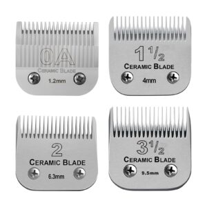 4 Packs Detachable Replacement Ceramic Blades,Compatible with Andis/oster Classic 76/Star-Teq/Power-Teq/A5 Clipper,Cut Length 3/64″to 3/8″