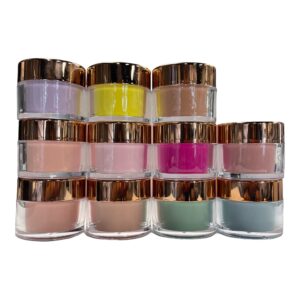 ENL Colored Acrylic Powder> 1oz Jar: Self Leveling Acrylic Powder> Non Yellowing> Easy To Use> DIY Nails (Full Set (11 Acrylics))