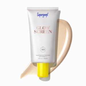 Supergoop! Glowscreen (SPF 40) – 2.5 fl oz – Glowy Primer + Broad Spectrum Tinted Sunscreen – Helps Filter Blue Light – Hydration – Hyaluronic Acid & Vitamin B5