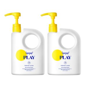 Supergoop! PLAY Everyday Lotion SPF 50 – Broad Spectrum Body & Face Sunscreen for Sensitive Skin – Great for Active Days – Fast Absorbing, Water & Sweat Resistant – 18 fl oz – 2 Pack