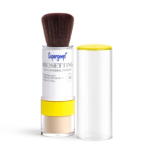 Supergoop! (Re)setting 100% Mineral Powder, Translucent – 0.15 oz – Makeup Setting Powder + Broad Spectrum SPF 35 PA+++ Sunscreen – With Ceramides, Olive Glycerides & Coated Silica Spheres