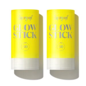 Supergoop! Glow Stick – 0.7 oz, Pack of 2 – SPF 50 PA++++ Dry Oil Sunscreen Stick for Face & Body – Hydrates for a Healthy Glow – Mess Free, Travel Friendly
