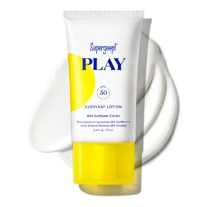 Supergoop! PLAY Everyday Lotion SPF 50 – Broad Spectrum Body & Face Sunscreen for Sensitive Skin – Great for Active Days – Fast Absorbing, Water & Sweat Resistant – 2.4 fl oz