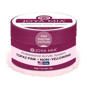 Joya Mia Acrylic Powder for Nails> MMA-Free> Super Adhesion Professional Powder for Flawless & Long-Lasting Nail Enhancements> Easy Application> Vibrant & Stunning Colors – Topaz Pink> 1 oz