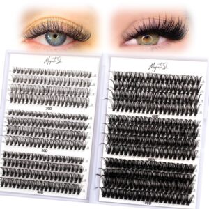 Lash Clusters 480 Clusters D Curl 10-20mm False Eyelash 60D 80D 100D Thick Eyelash Extension 20D 30D 40D Fluffy Individual Eyelashes Multi-Style DIY Lash Extensions for Beginners(20D-100D-D, 10-20MIX)