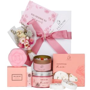 EXTALOW Spa Gifts for Women Bath and Body Gift Basket Mothers Day Gifts Rose Home Spa Set Self Care Gifts for Mom Sister Her Wife Birthday Gift for Women Spa Kit Care Package Thank You Gifts